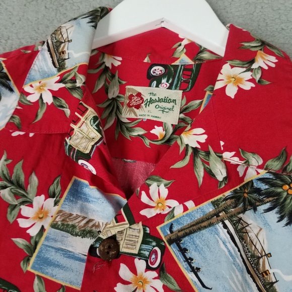 Hilo Hattie Men's XL Shirt Hawaiian Hawaii Floral Cars Button Up Vacation Travel - Picture 4 of 11